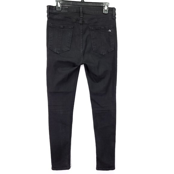 Rag & Bone High Rise Ankle Skinny Jeans Size 31 Black Denim - Picture 2 of 14